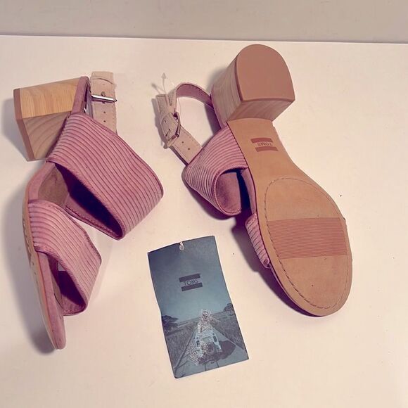 Nwt Toms Poppy  light mauve corduroy 2.5” block wooden heel sandals - Picture 4 of 7